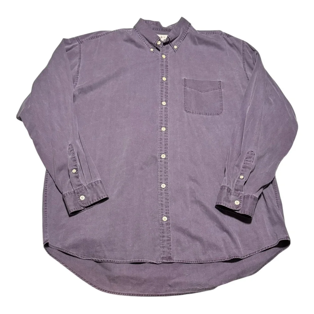 Vintage 90s J. Crew Oarsmen Purple Long Sleeve Button Down Casual Shirt Mens XLT